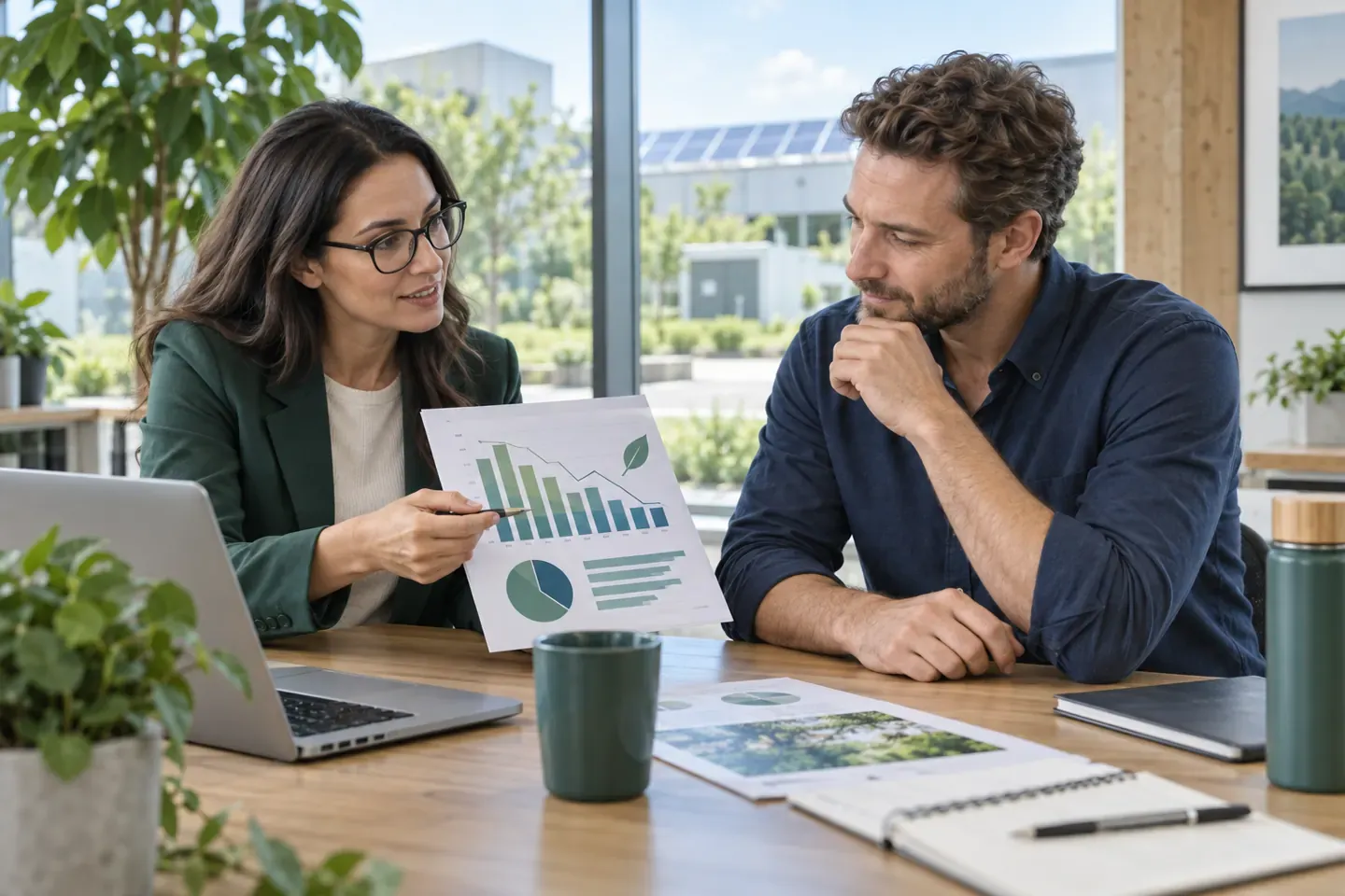 Contador e empresária avaliam indicadores ambientais e oportunidades de economia.